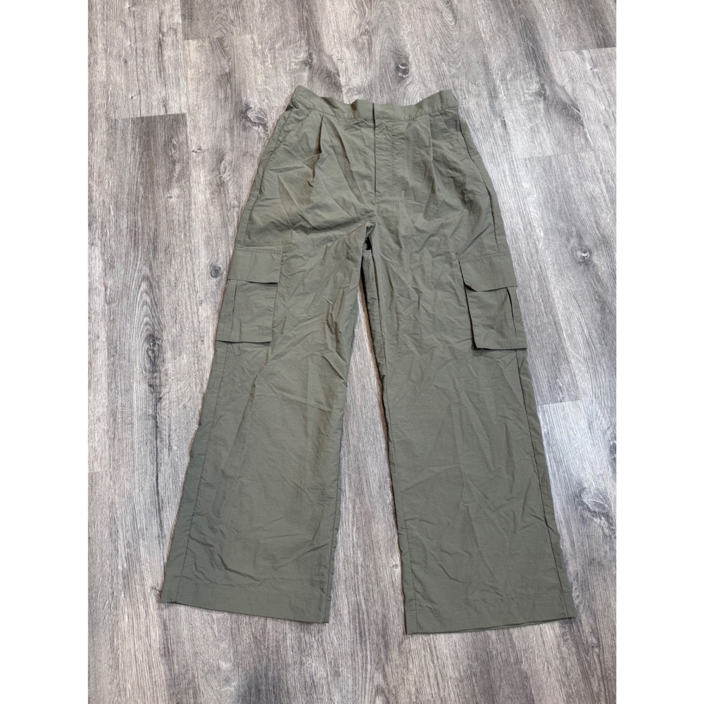 Wilo the label pant women small Wide Leg Cargo Lightweight y2k Utility Olive NWT